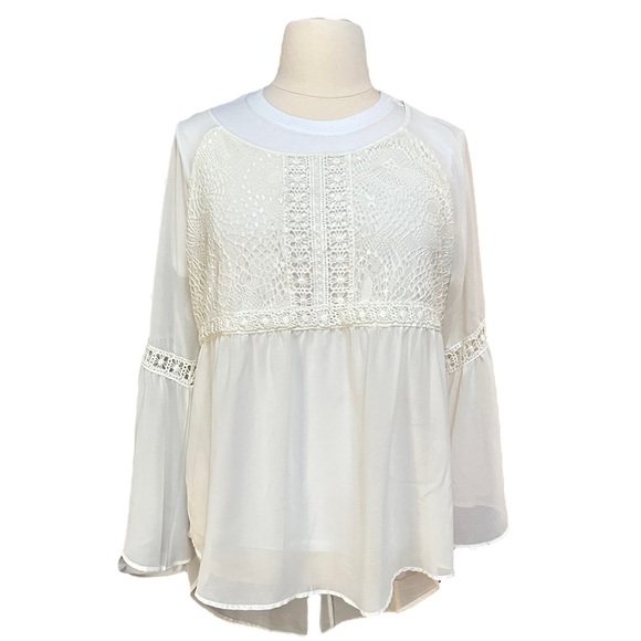 Torrid White‎ BOHO Lace Flowy Long Sleeve Top Size: 2X - Picture 1 of 9